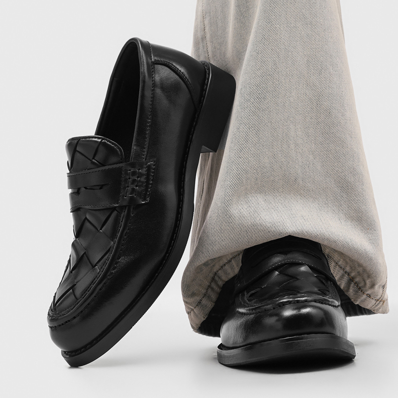 Men Formal Wear For Summer - 남성 수제 직조 페니 로퍼 블랙