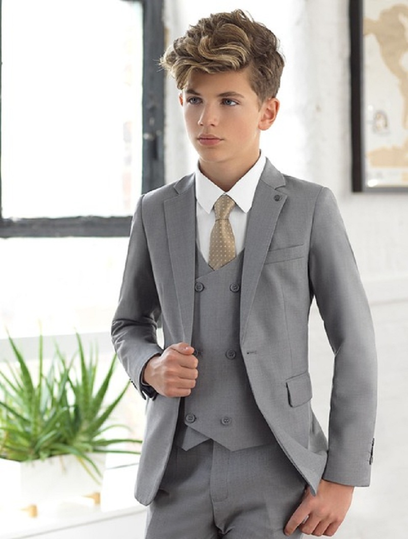 Formal Wear For Men Kids - 라이트 그레이 노치 라펠 키즈 웨딩
