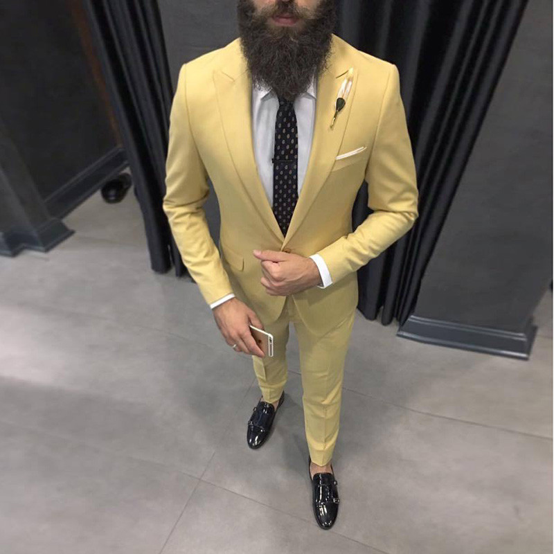 Men Formal Wear For Dinner - 2025 결혼식을위한 최신 노란색 남성 정장