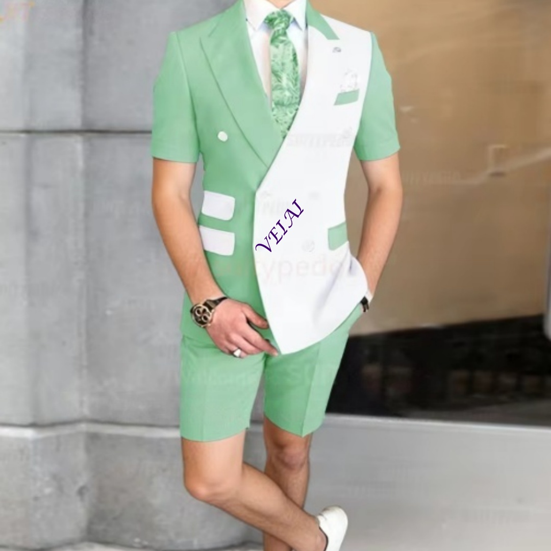 여름 남성용 2피스 캐주얼 수트 세트 반팔 더블&싱글  - Men Formal Wear For Summer 리뷰 및 가격
