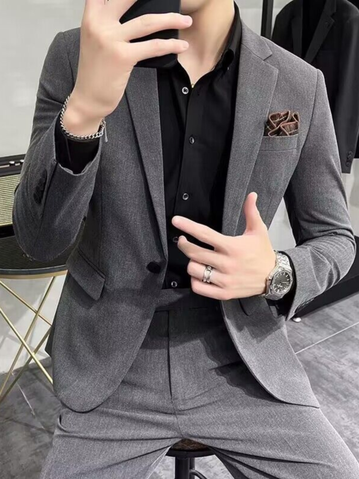남성용 비즈니스 캐주얼 슬림핏 쓰리피스 수트, 웨딩 신 - Men'S Urban Formal Wear 리뷰 및 가격