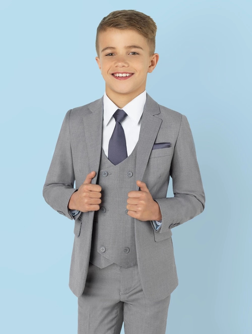 라이트 그레이 노치 라펠 키즈 웨딩 수트 어린이 신랑  - Formal Wear For Men Kids 리뷰 및 가격