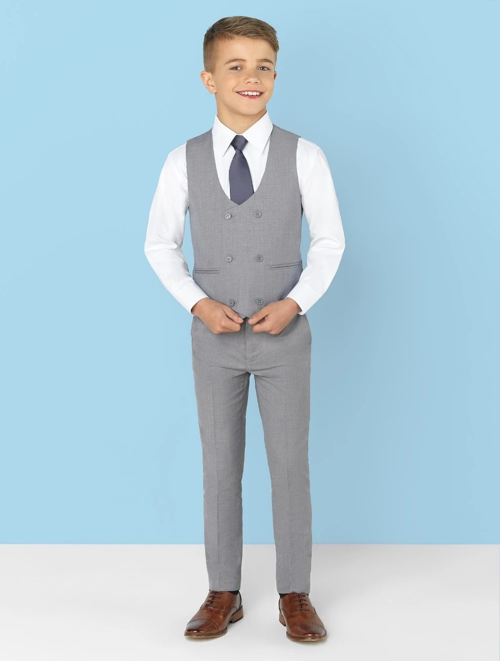 라이트 그레이 노치 라펠 키즈 웨딩 수트 어린이 신랑  - Formal Wear For Men Kids 리뷰 및 가격