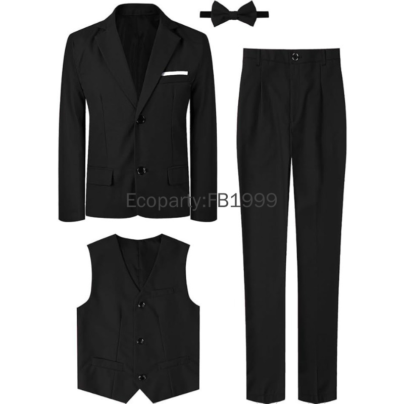 아이들을위한 4pcs 정장 소년 결혼식 정장 복장 세트 - Formal Wear For Men Kids 리뷰 및 가격