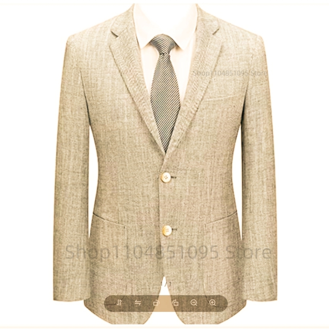 남성 슬림핏 린넨 수트 블레이저 베이지/블루 투버튼 수 - Men Formal Wear For Summer 리뷰 및 가격