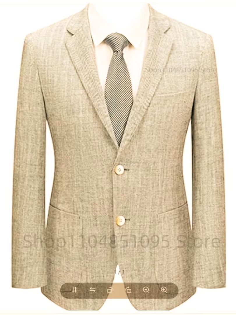 남성 슬림핏 린넨 수트 블레이저 베이지/블루 투버튼 수 - Men Formal Wear For Summer 리뷰 및 가격