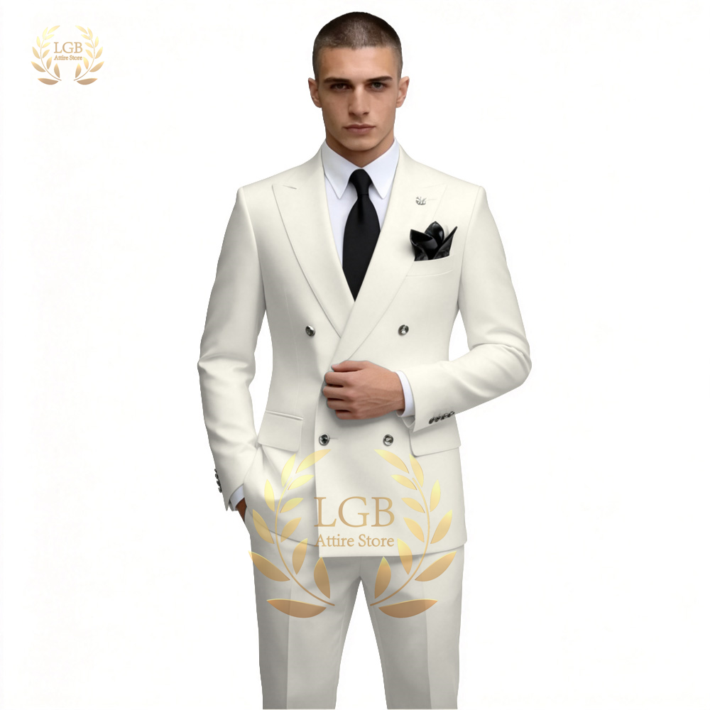 남성용 화이트 더블 브레스티드 수트 2피스 세트 슬림핏 - Men Formal Wear For Dinner 리뷰 및 가격