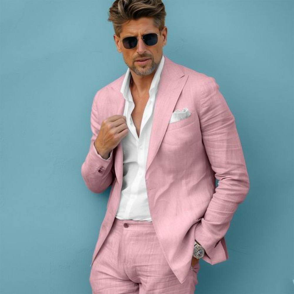 린넨 웨딩 남성 정장 슬림핏 블레이저 팬츠 세트 여름  - Men Formal Wear For Summer 리뷰 및 가격