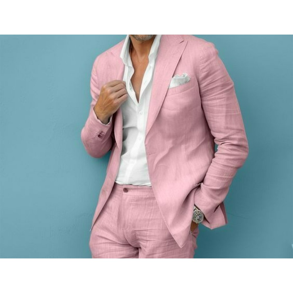 린넨 웨딩 남성 정장 슬림핏 블레이저 팬츠 세트 여름  - Men Formal Wear For Summer 리뷰 및 가격