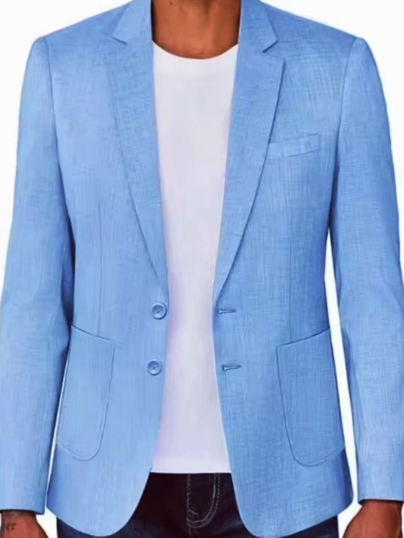 슬림핏 남성용 베이지/블루 리넨 블레이저 캐주얼 파티  - Men Formal Wear For Summer 리뷰 및 가격