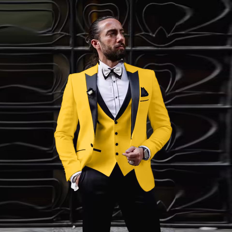 남성 슬림핏 3피스 턱시도 원버튼 피크 라펠 재킷, 베 - Men Formal Wear For Dinner 리뷰 및 가격