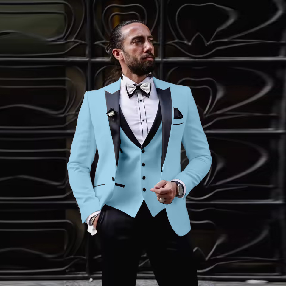남성 슬림핏 3피스 턱시도 원버튼 피크 라펠 재킷, 베 - Men Formal Wear For Dinner 리뷰 및 가격