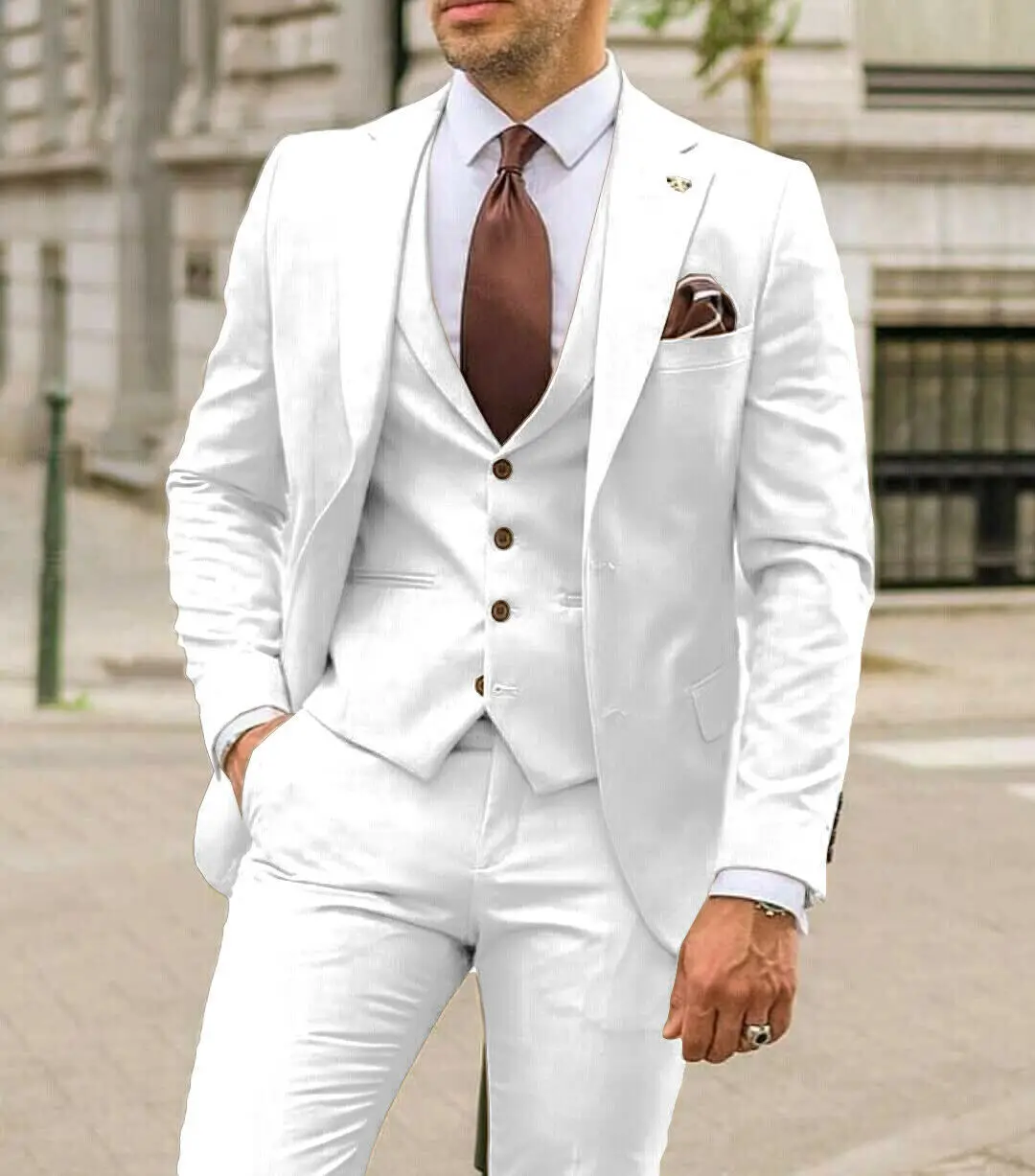 노치 라펠 남성 정장 슬림핏 비즈니스 포멀 3피스 수트 - Men Formal Wear For Dinner 리뷰 및 가격