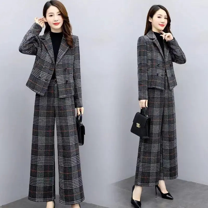 패션 와이드 레그 팬츠 수트 여성용 2026년 가을 겨 - Double Breasted Blazer 리뷰 및 가격